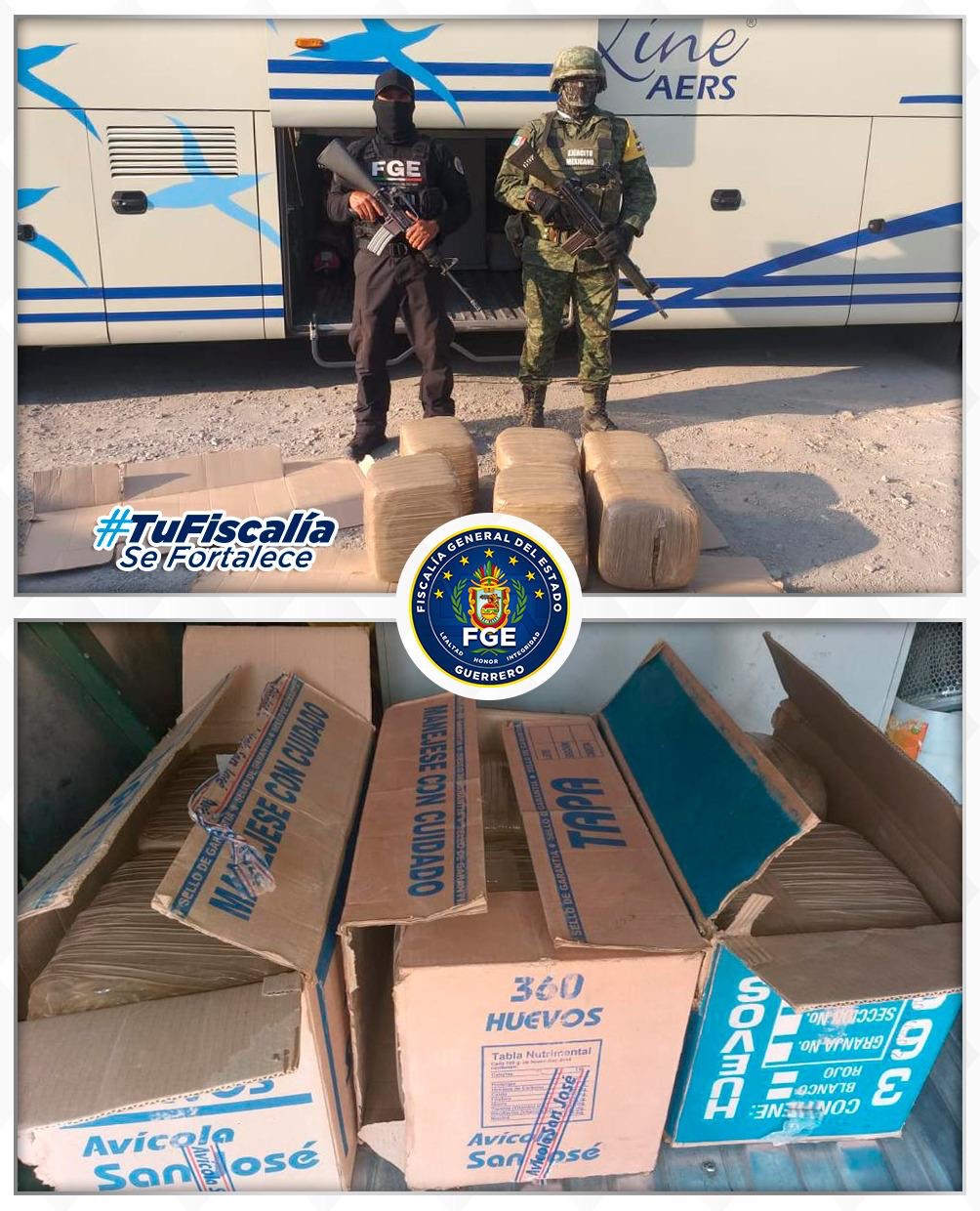 Hallan marihuana en el maletero de un autobús de pasajeros en Tierra Caliente