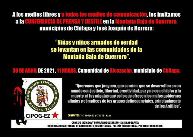 VIDEO: Convoca CIPOG-EZ desfile de niños armados para el próximo 30 de abril.