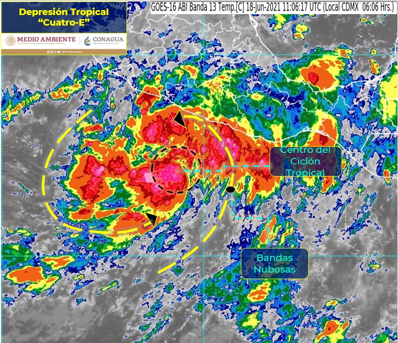 Se forma depresión tropical Cuatro-E en costas de Guerrero