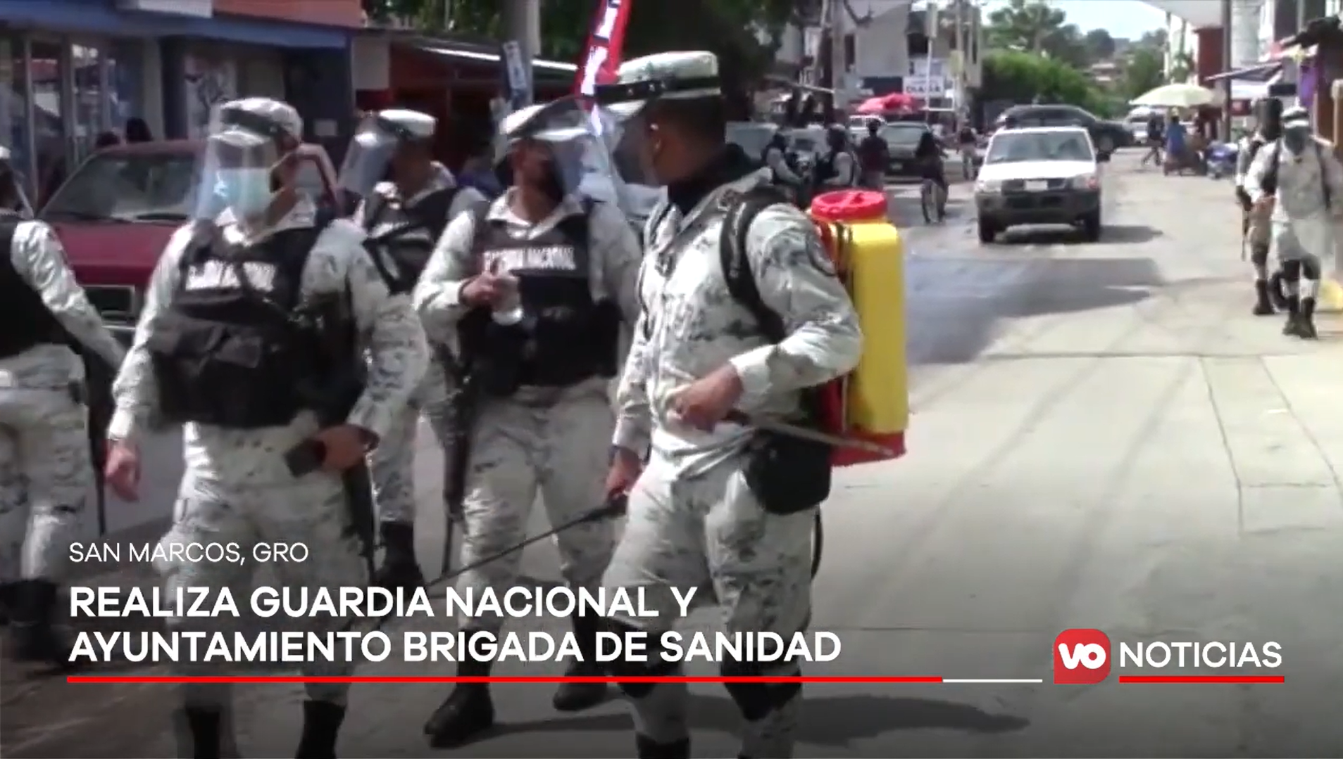 VIDEO: Realizan Guardia Nacional y Ayuntamiento brigada de sanitización en San Marcos