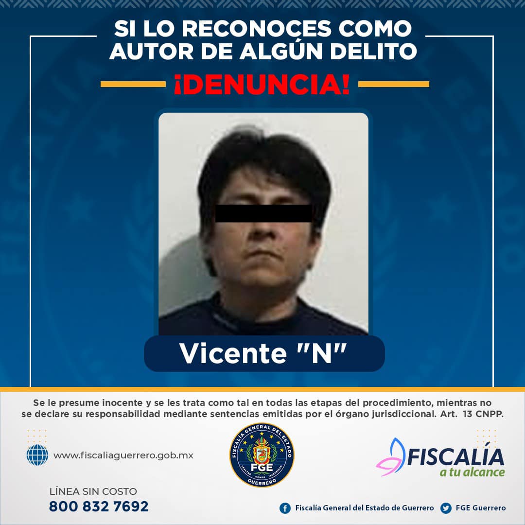 FGE Guerrero cumplimenta orden de aprehensión contra un acusado de violación