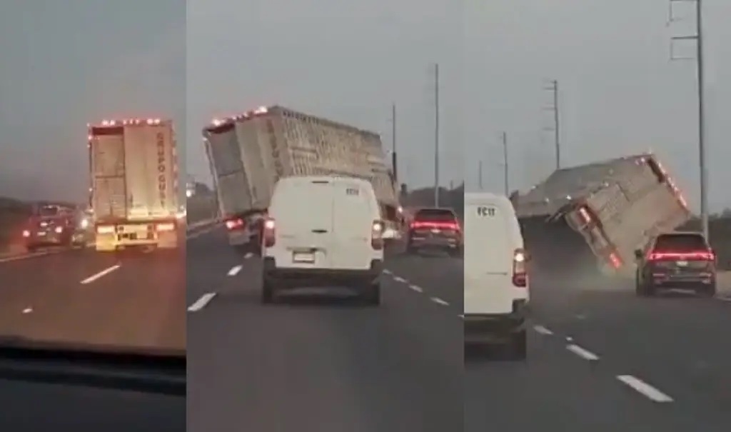 Chofer le avienta trailer a automovilistas en una carretera; se voltea y se vuelve viral en internet