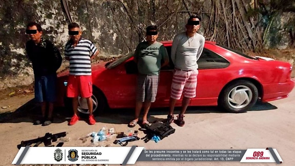 Detiene la Policía Estatal y SEDENA a cuatro personas en el municipio de Acapulco