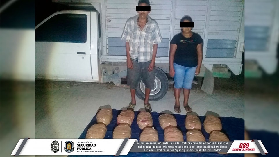En Ometepec Policía Estatal asegura droga, hay dos detenidos
