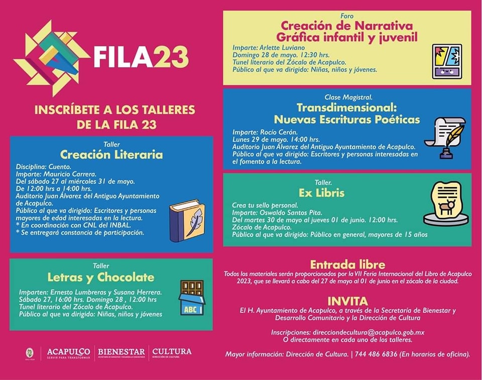 Anuncian talleres de la FILA 2023