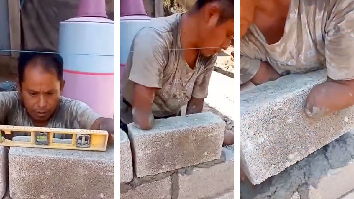 Albañil sin brazos se vuelve viral en redes sociales y conmueve a todos los usuarios de TikTok