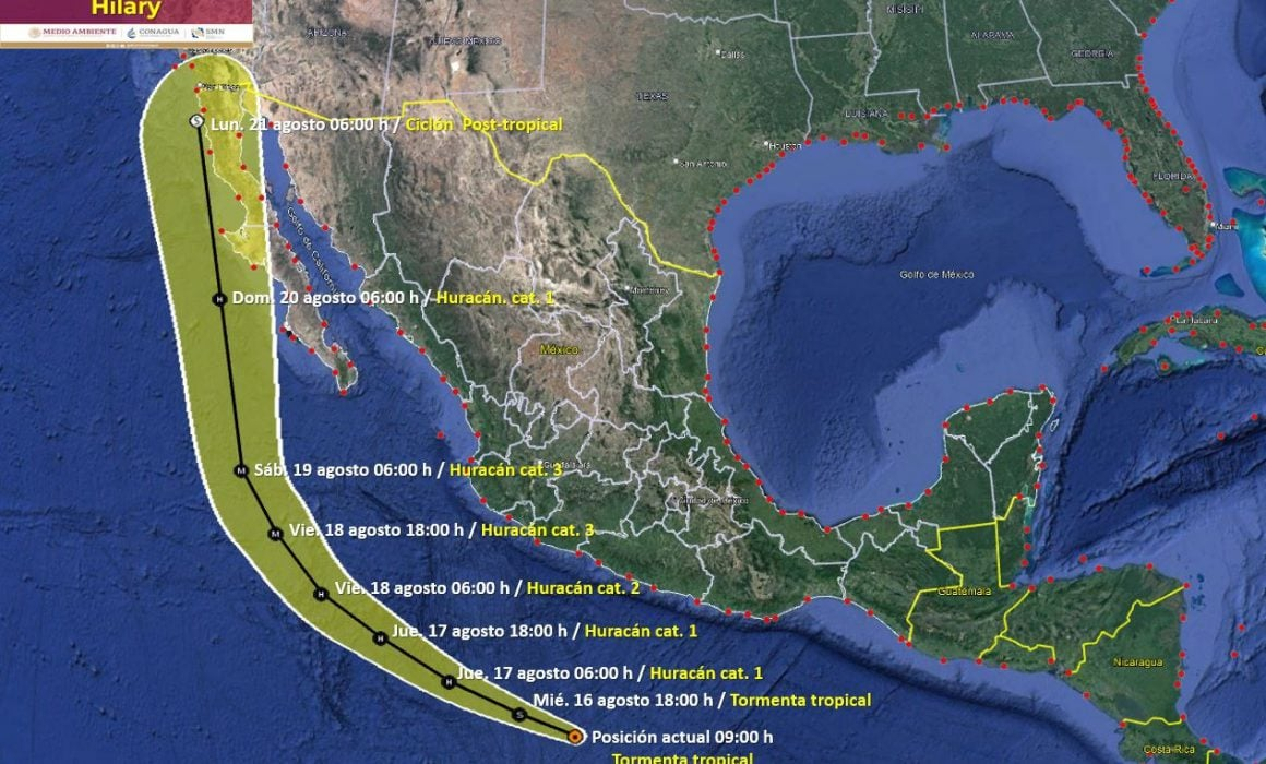 Tormenta tropical Hilary genera alerta en el océano pacífico