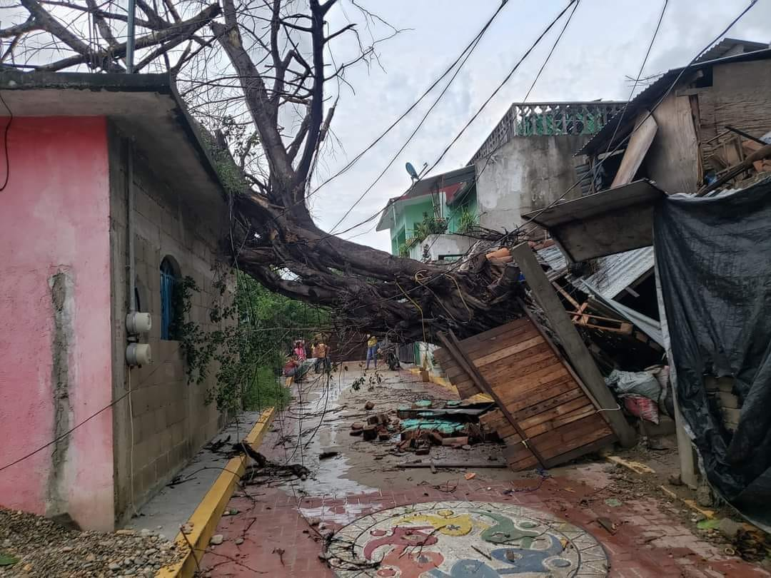Caída de árboles, bloqueos carreteros y destrucción de monumentos el saldo de lluvias en Ometepec