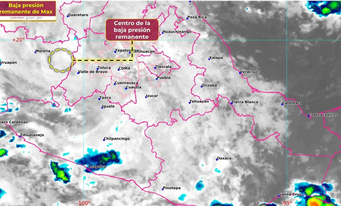 Max se degrada a Baja Presión Remanente pero aún amenaza con lluvias en Guerrero