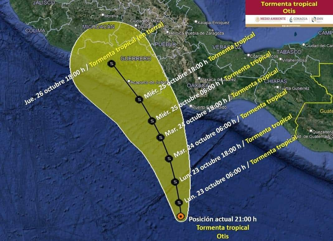 El Servicio Meteorológico Nacional alerta sobre la formación de la tormenta tropical Otis al sur de México