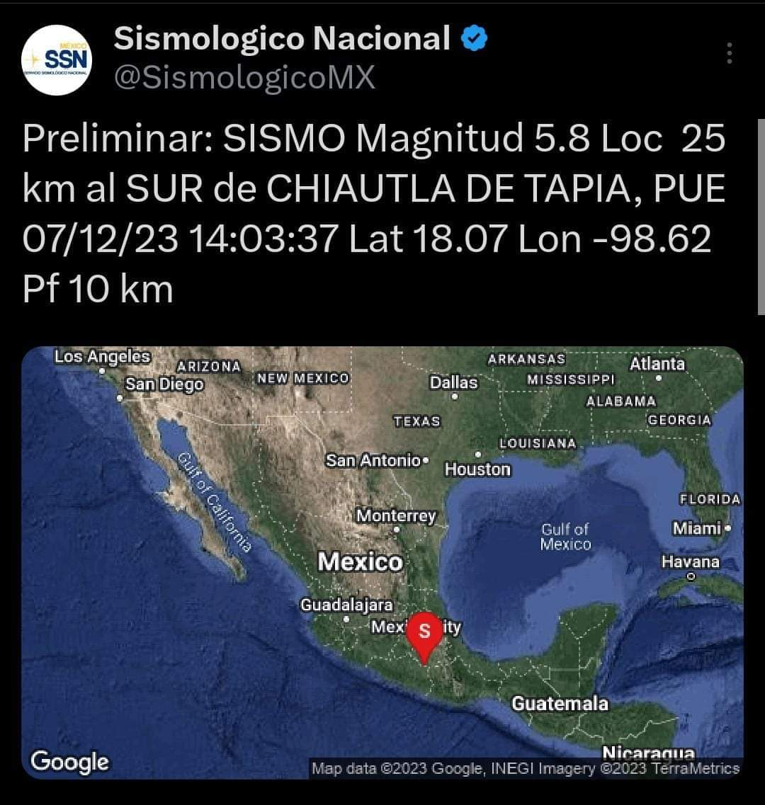 Sismo de 5.7 en Puebla Sacude el Centro de México sin Reportes de Pérdidas Humanas o Daños Materiales Significativos