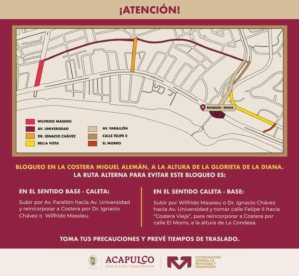 Bloqueo en la Costera Miguel Alemán: Ruta alterna recomendada por autoridades