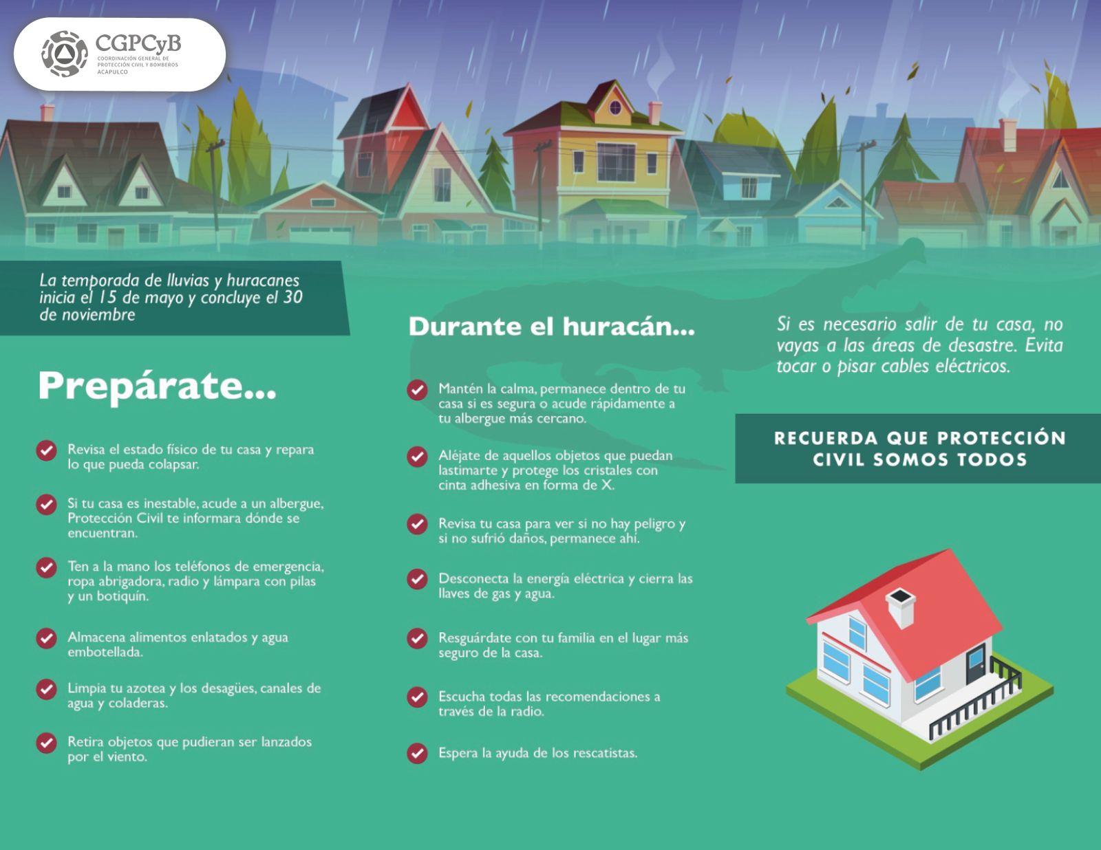 Precauciones ante la temporada de lluvias y huracanes en Acapulco