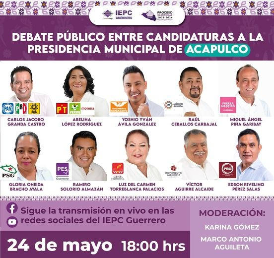 Se detallan aspectos del debate público entre candidaturas a la presidencia municipal de Acapulco