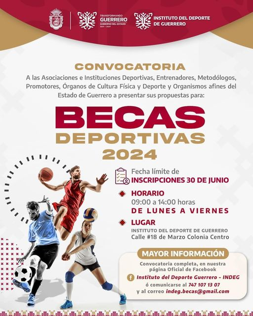 Convoca el Gobierno de Guerrero a Becas Deportivas 2024