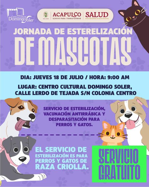 Promueve Gobierno Municipal de Acapulco la salud pública con campaña de esterilización de mascotas