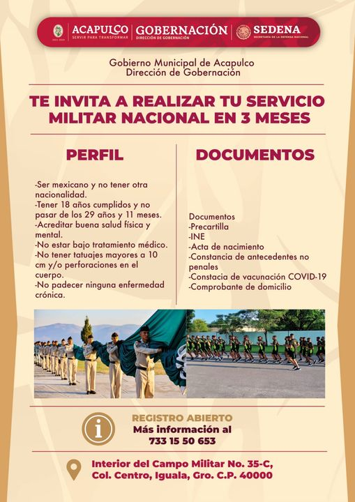 Gobierno Municipal de Acapulco invita a jóvenes a realizar su Servicio Militar Nacional en tres meses