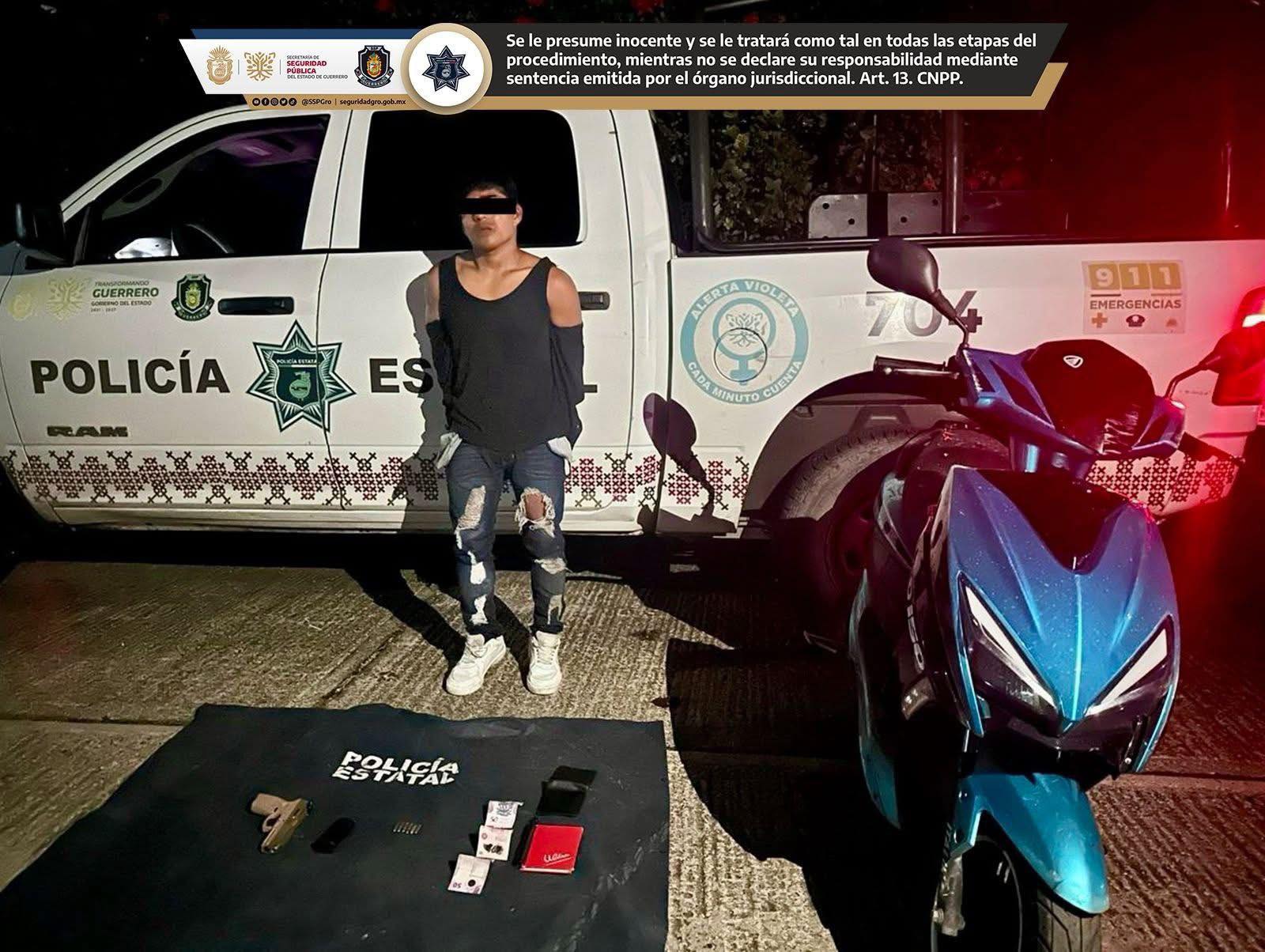 Detienen a hombre armado durante operativo de vigilancia en la colonia La Cima de Acapulco