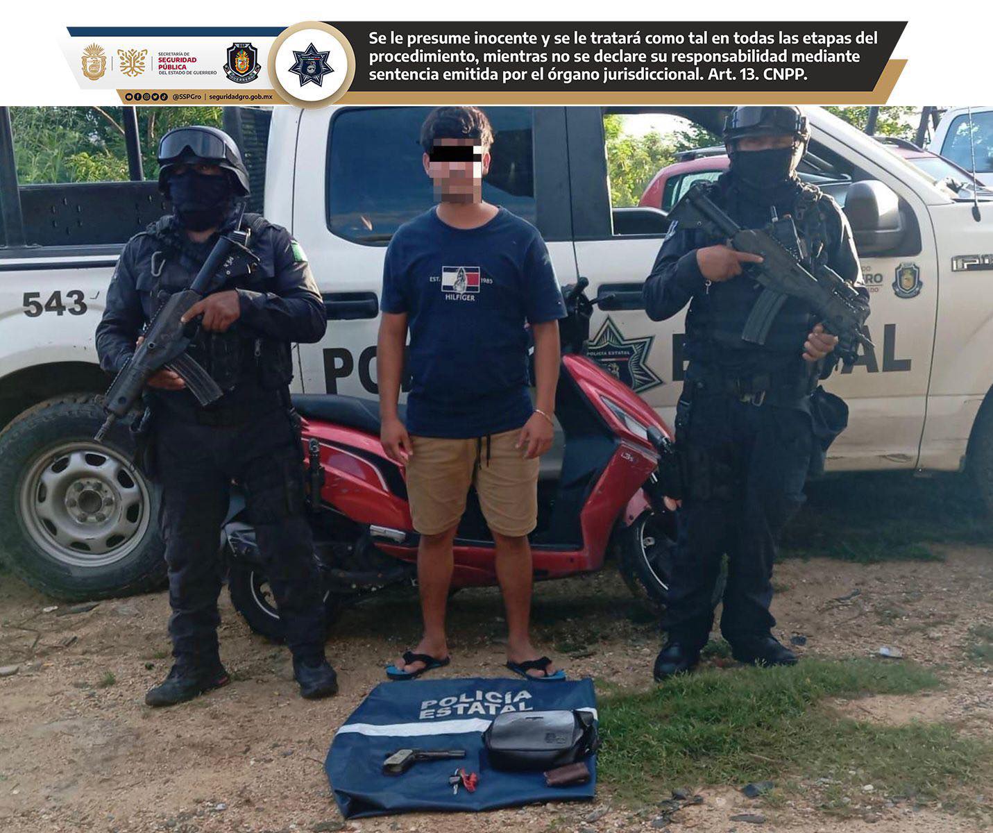 Detienen a un hombre con un arma de fuego durante operativo de la Policía Estatal en Acapulco