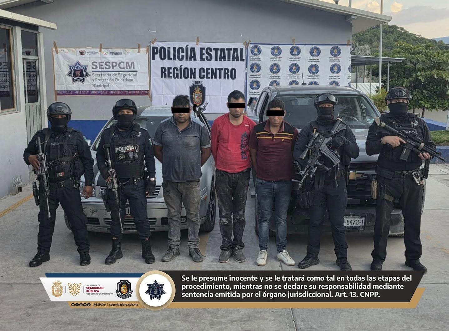 Policía Estatal detiene a tres hombres y recupera vehículo robado en Chilpancingo