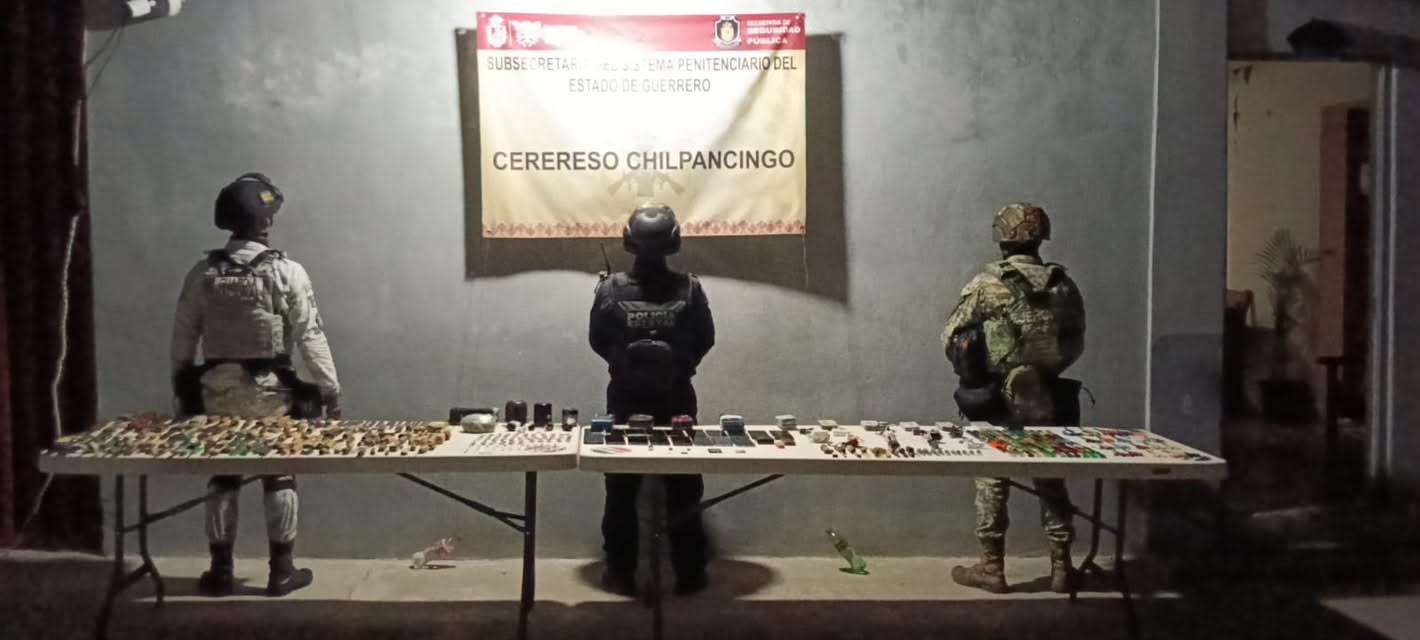 Aseguran droga y teléfonos celulares tras operativo de requisa en el CERESO de Chilpancingo