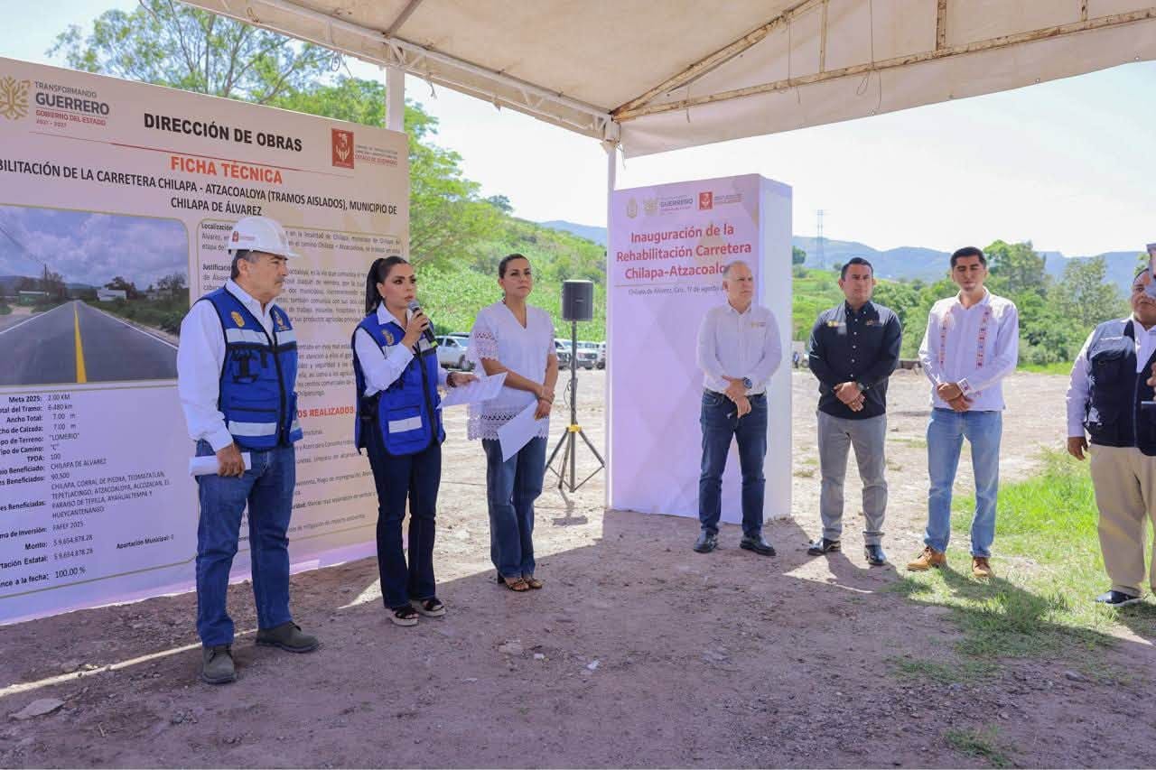 Evelyn Salgado fortalece conectividad en la Montaña baja con rehabilitación de carretera Chilapa-Atzacoaloya