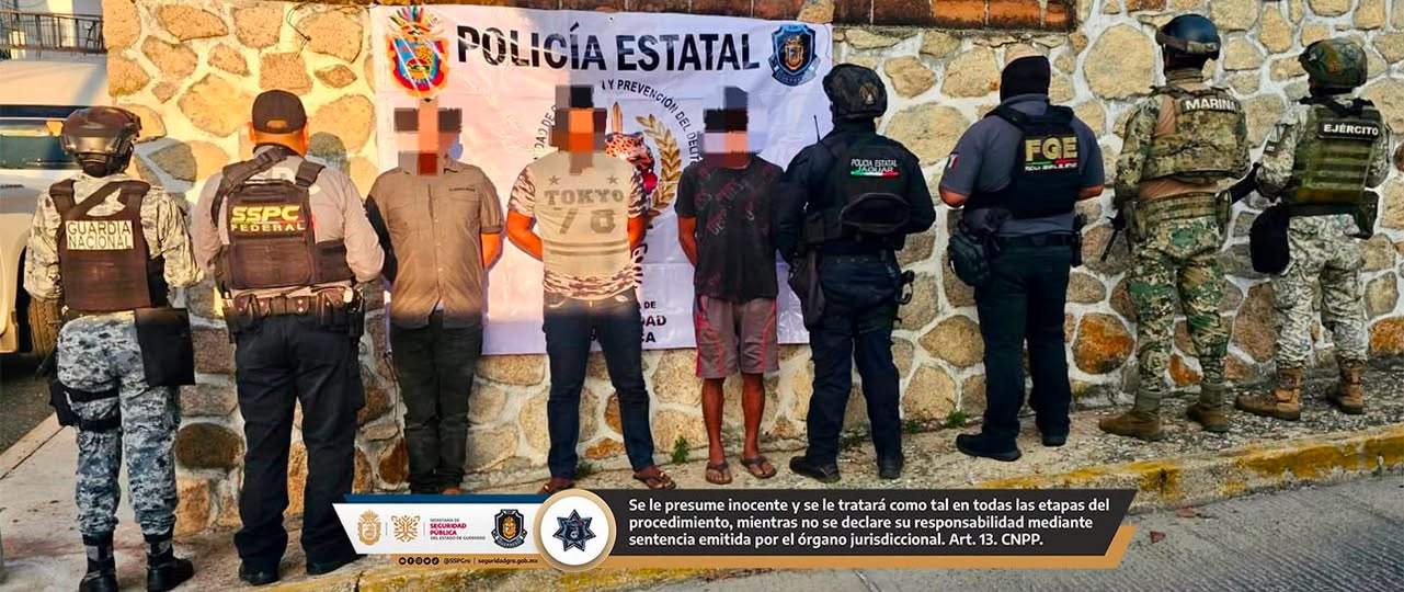 Detienen a tres hombres y aseguran armas y cartuchos en Tecoanapa
