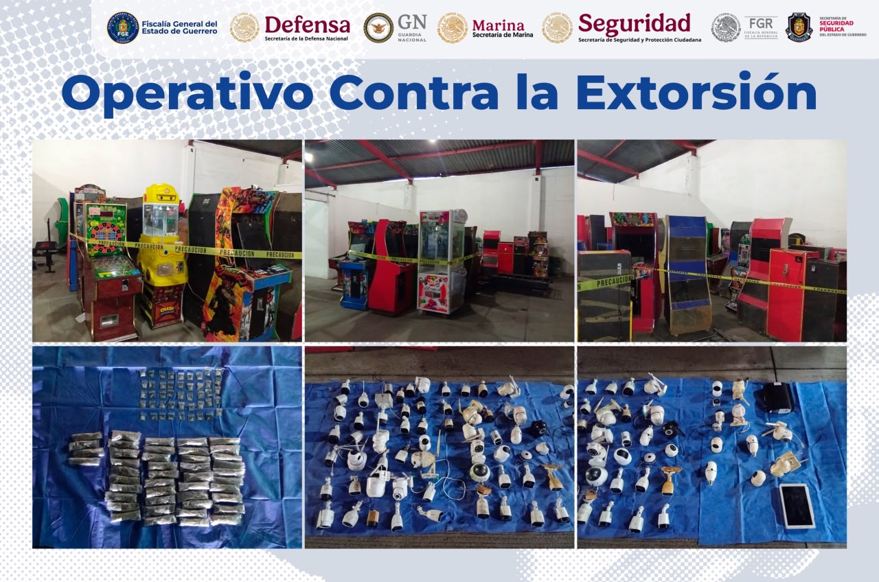 Operativo contra la extorsión en mercado de Chilpancingo deja 79 cámaras y presunta droga aseguradas