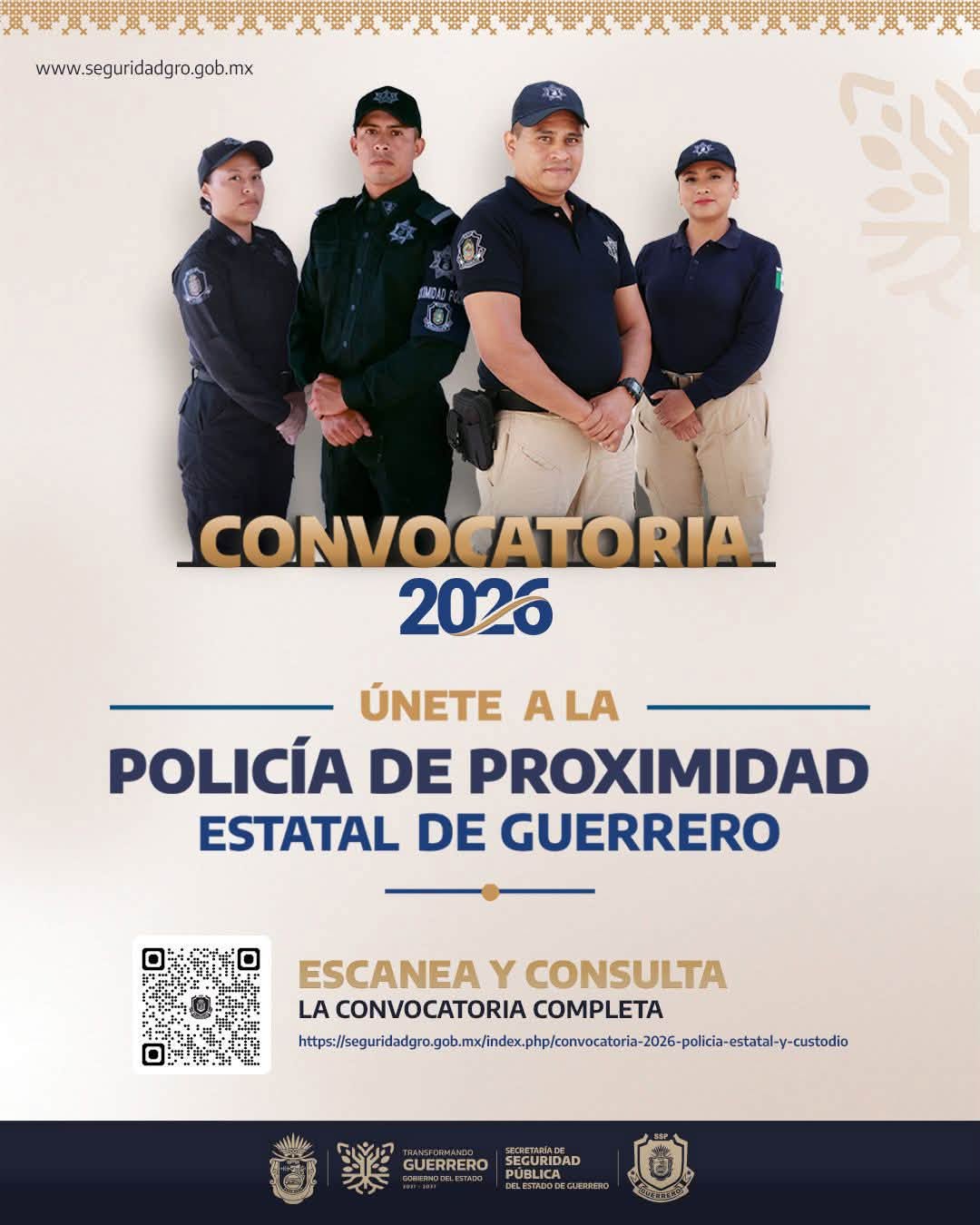 SSP Guerrero abre convocatoria 2026 para incorporarse a la Policía Estatal
