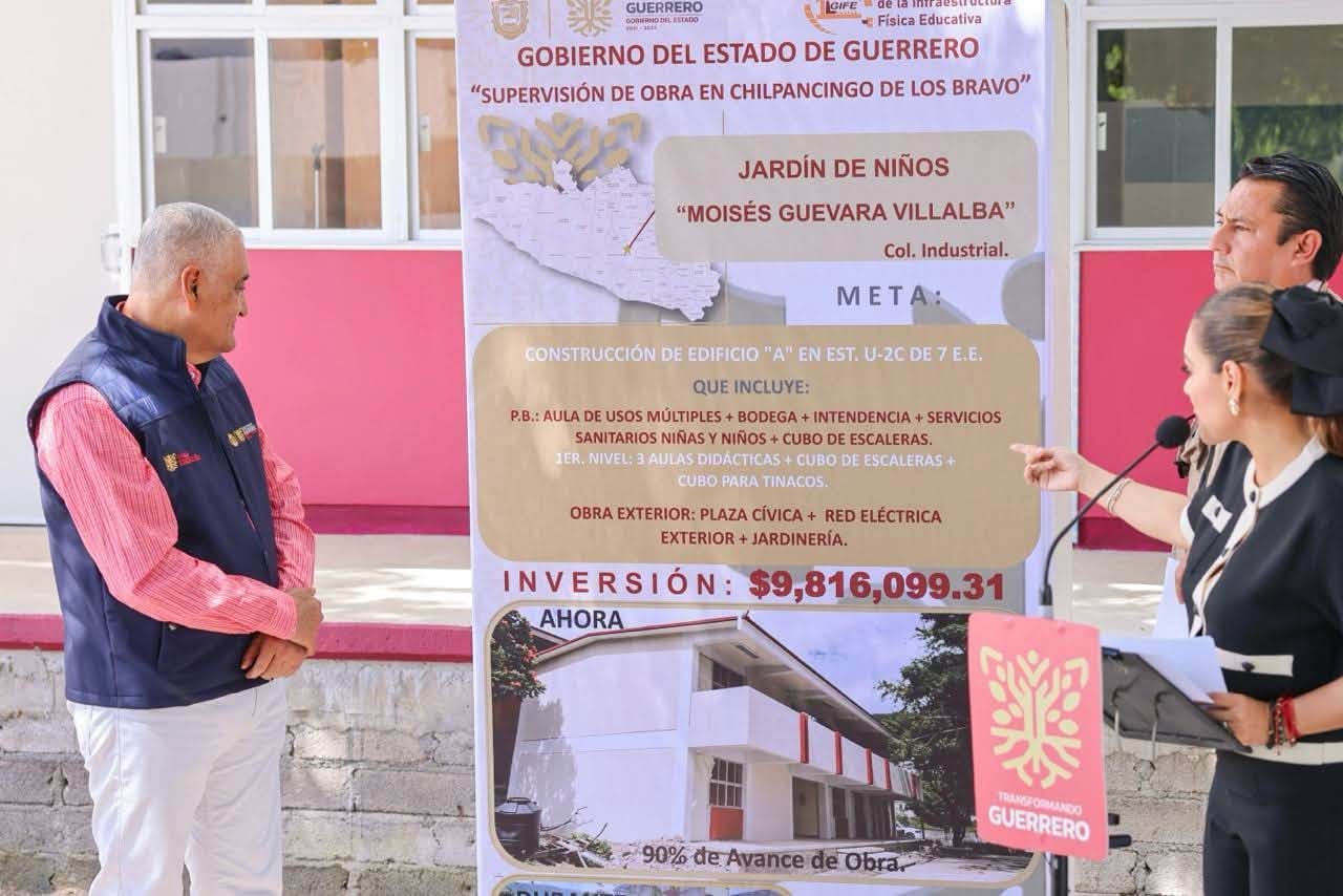 Guerrero supera los 2 mil 900 millones de pesos en infraestructura educativa; Evelyn Salgado supervisa nuevo jardín de niños en Chilpancingo