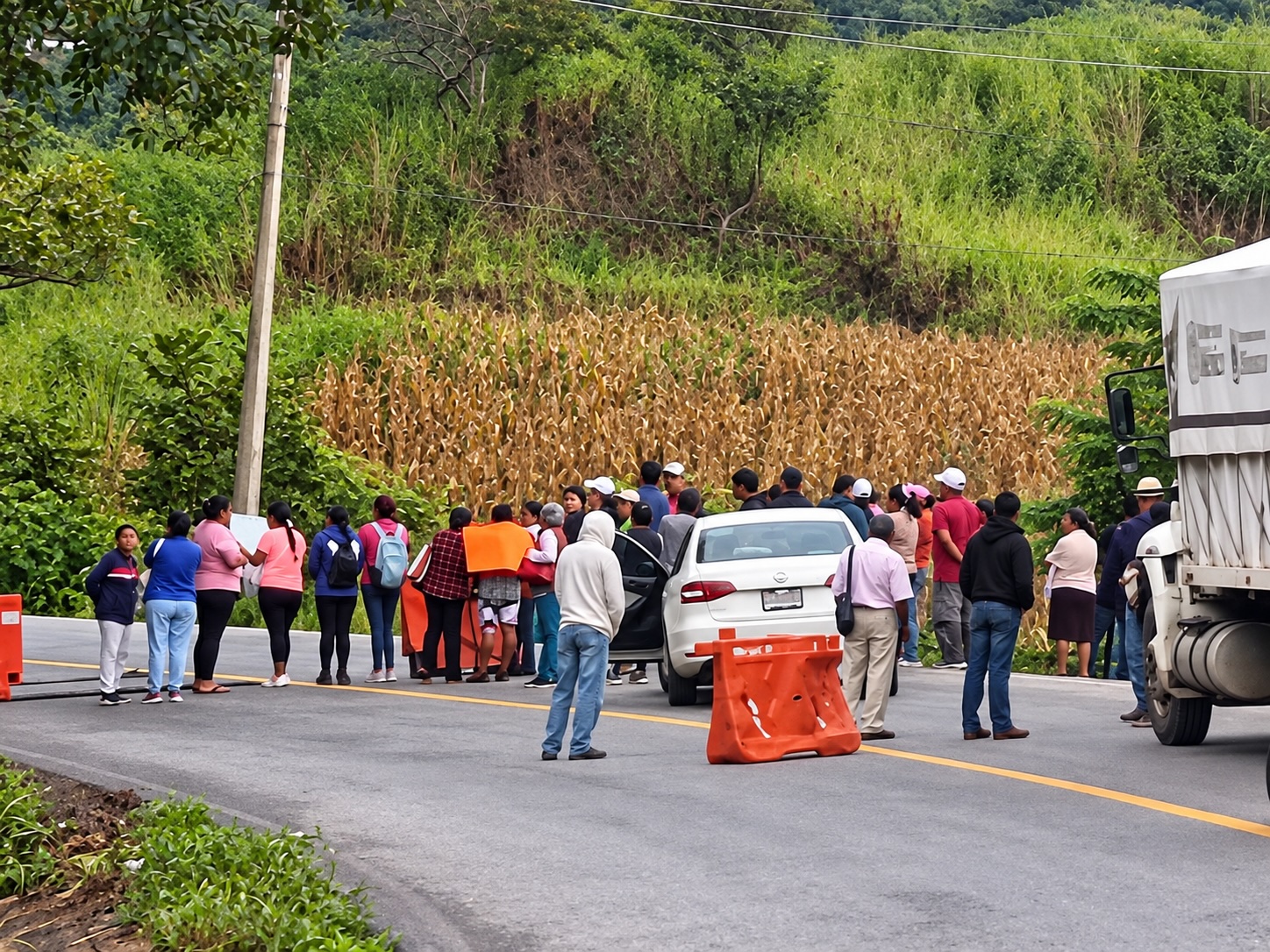 Sin luz desde hace cinco días, pobladores de Acahuizotla, en Chilpancingo, bloquean carretera México-Acapulco y exigen respuesta de CFE